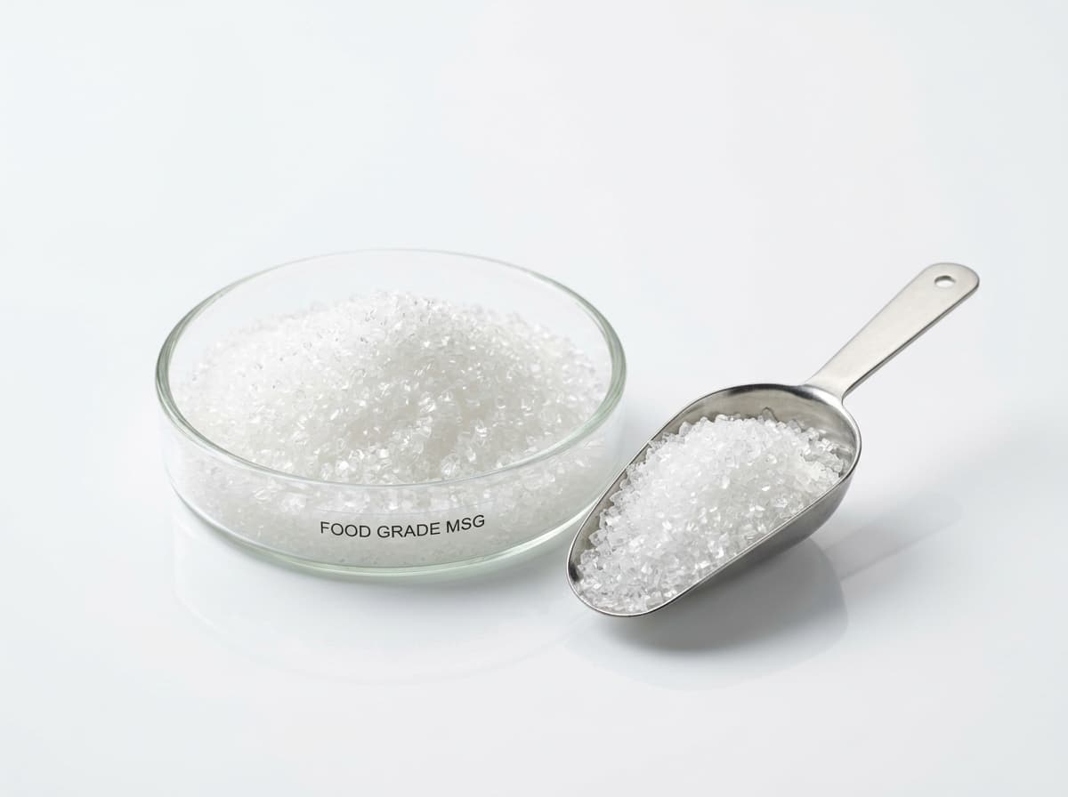 Refined crystalline monosodium glutamate (MSG) sample